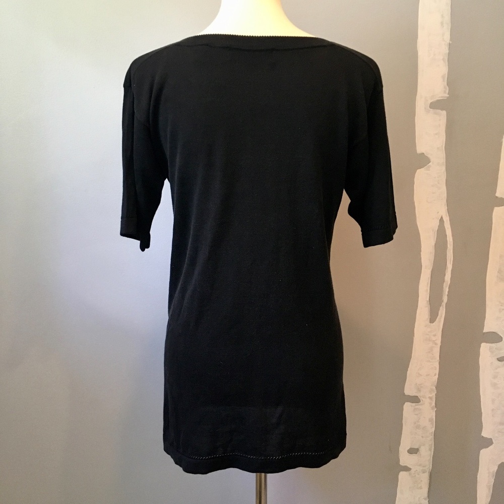 Valerie Stevens SILK Tunic Top Black Small Petite - Picture 8 of 12